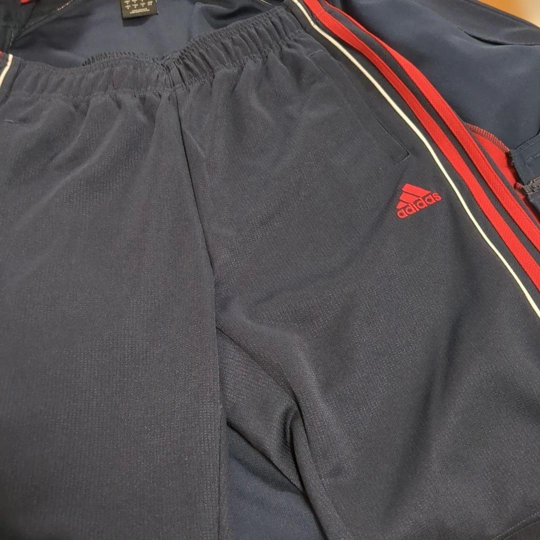 adidas ネイビー/レッド ジャージ/ハーフパンツセット XL 未使用近い！