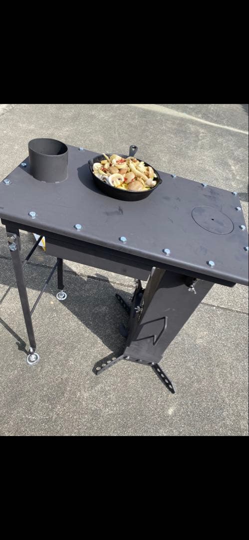 コンロ型　二時燃焼　三時燃焼ロケットストーブ　薪ストーブ　グリル付き