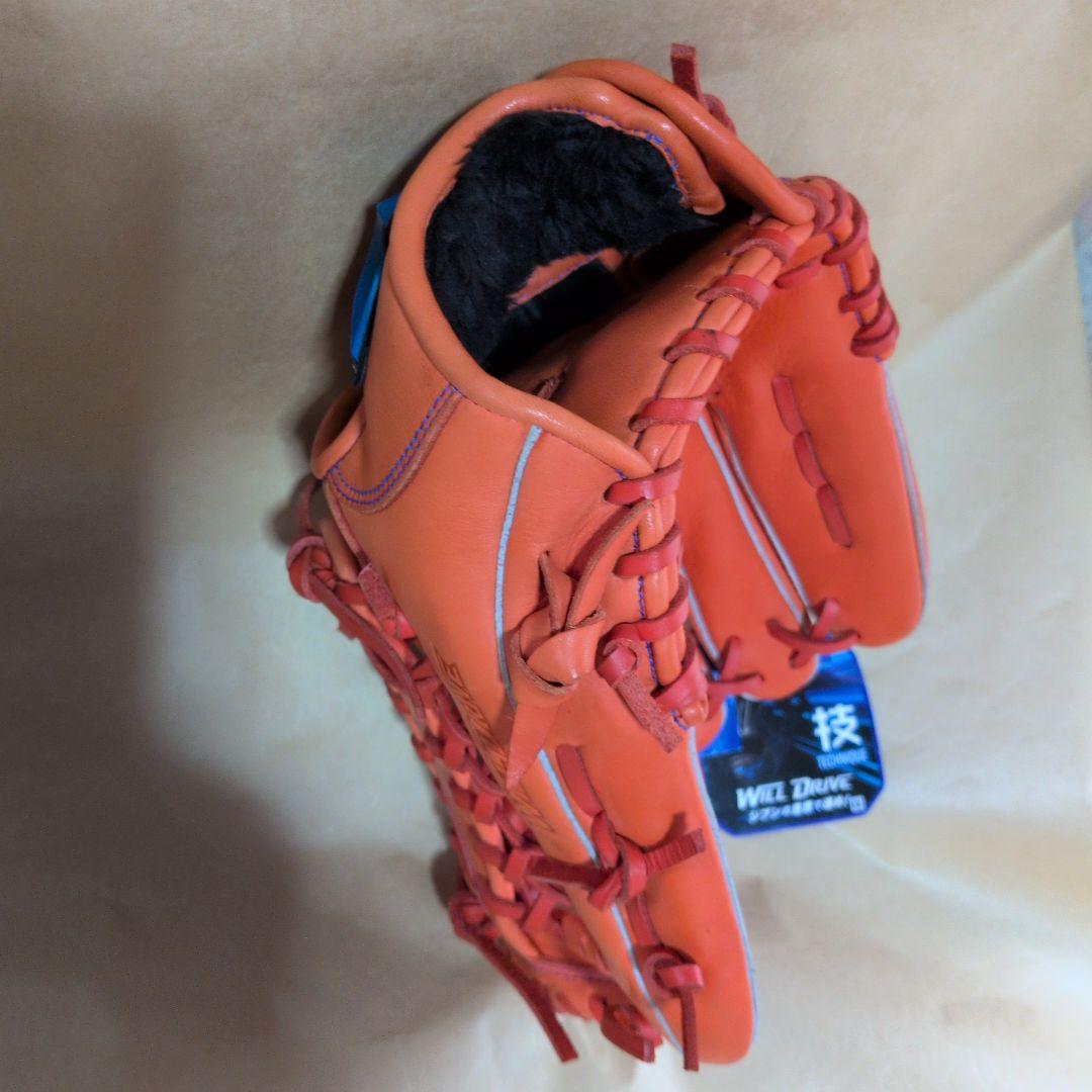 Mizuno:左投げ:軟式グローブ:外野手:スプレンディッドオレンジ:サイズ14