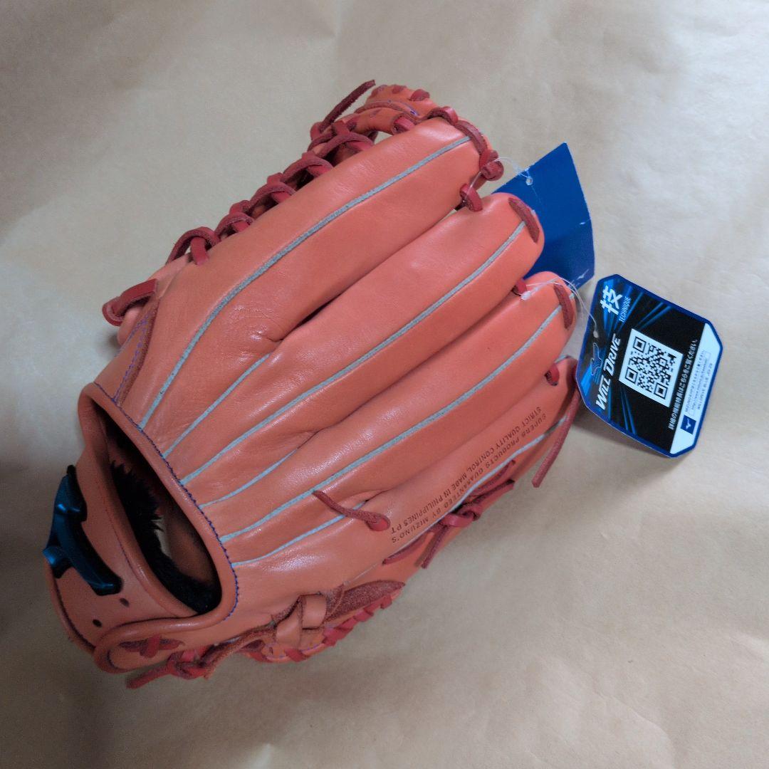 Mizuno:左投げ:軟式グローブ:外野手:スプレンディッドオレンジ:サイズ14