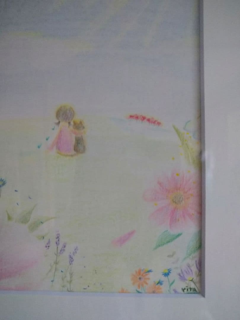 色鉛筆画　原画　一点物　額縁付き　【天国へ】