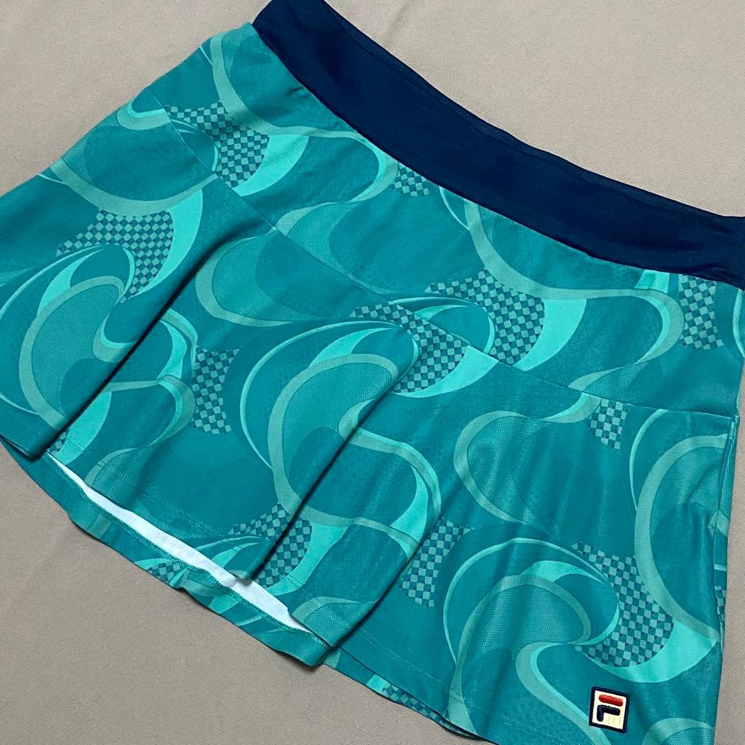 フィラFILA 総柄シャツ&フレアスコート上下セットアップ XL テニスウェア
