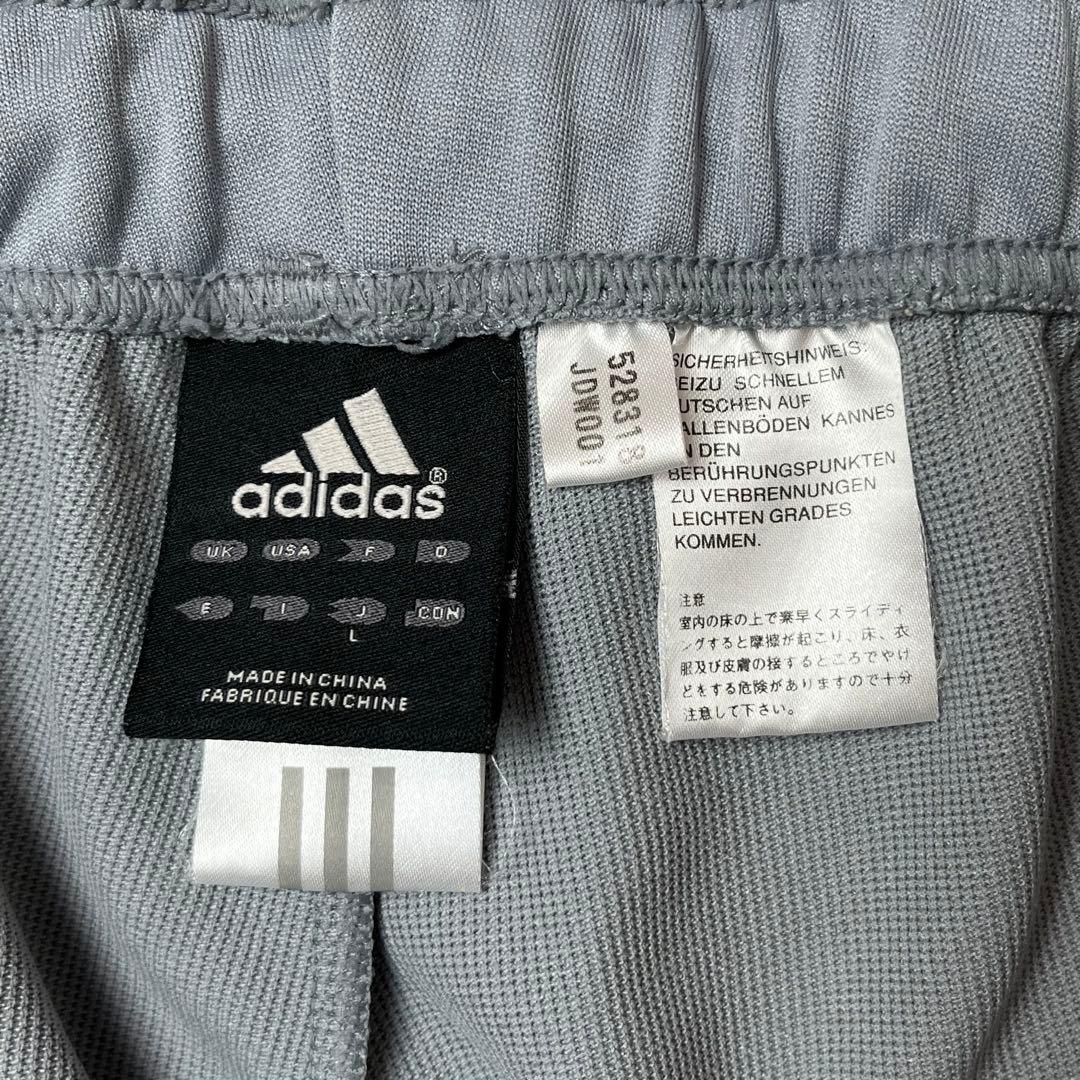 00s adidas トラックパンツ 3ライン ライトブルーグレー L
