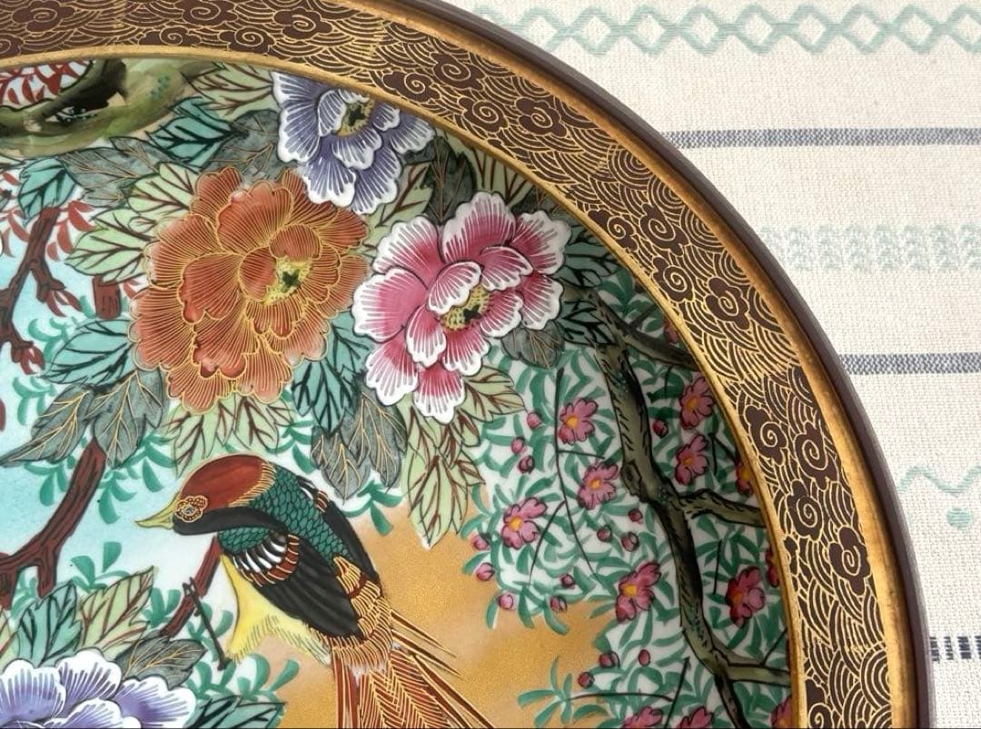 SALE✩.*˚九谷焼 光山窯 花鳥柄 大皿 絵皿