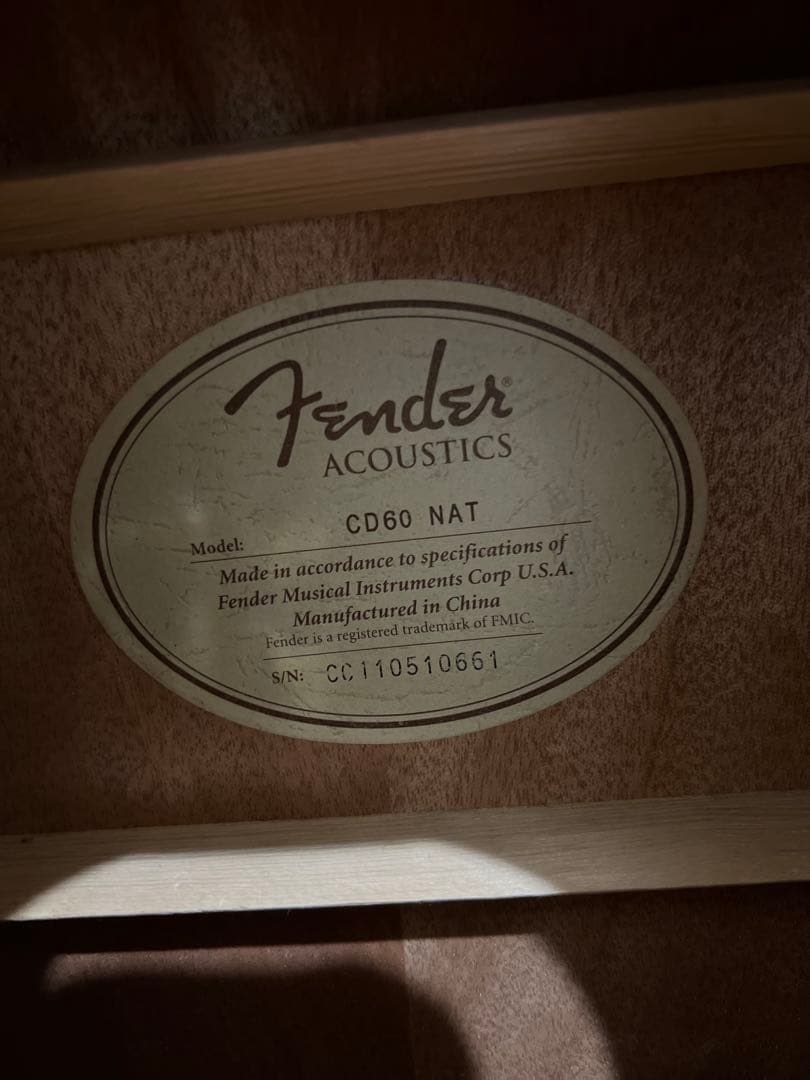 fender CD60 NATアコースティックギター