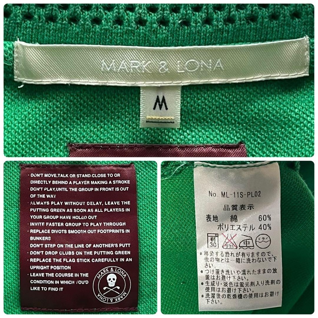 MARK&LONA ポロシャツ スカル 刺繍 ゴルフウェア ボタンロゴ