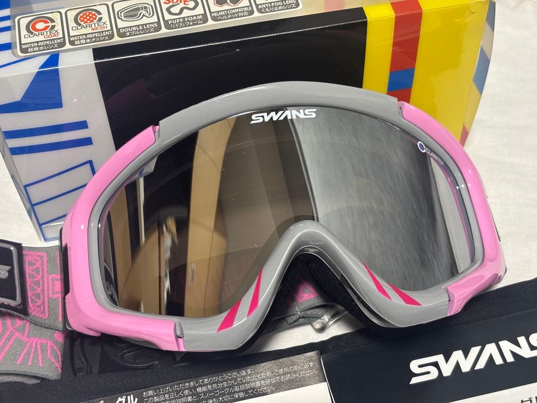 【美品】SWANS TALON スノーゴーグル ピンク 箱付フルセット