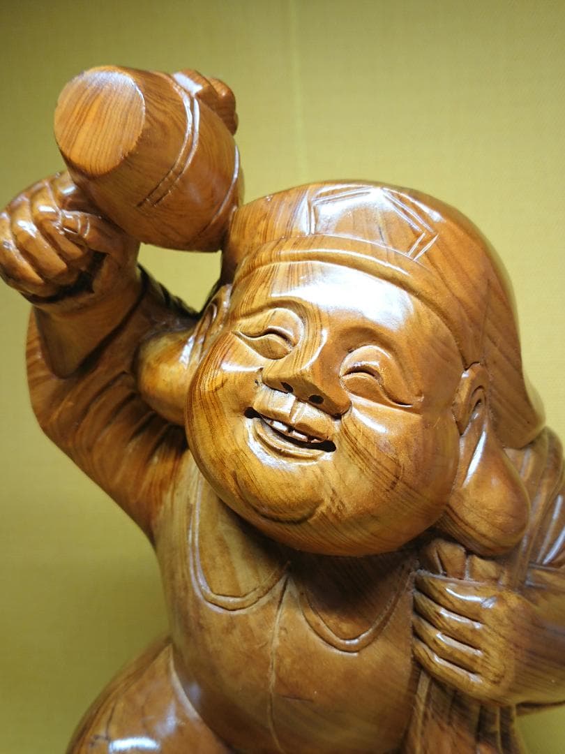 【美品】大黒様　木彫　人形　七福神　置物　インテリア　工芸品　美術品　A1090