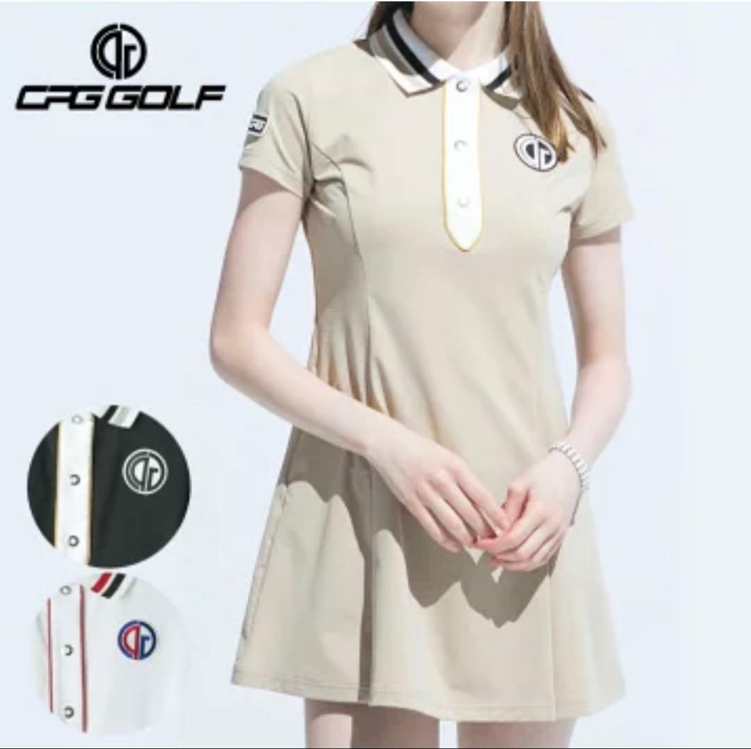 美品！CPG GOLF　23ss リブポロワンピース 吸水速乾