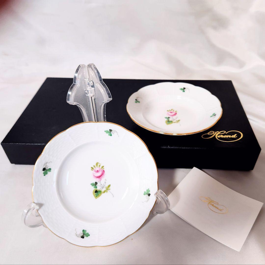 ヘレンドHEREND【ウィーンの薔薇】プレート2P【未使用美品・箱栞付き】