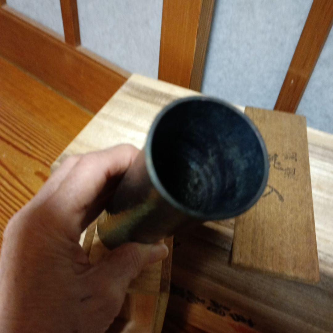 銅製ハンマード花器 木箱付き