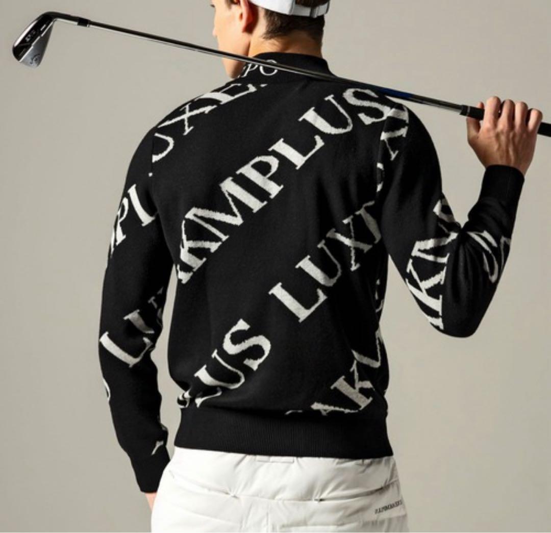 新品【LUXEAKMPLUS】リュクスエイケイエムプラス　ゴルフ 総柄ニット　Ｌ