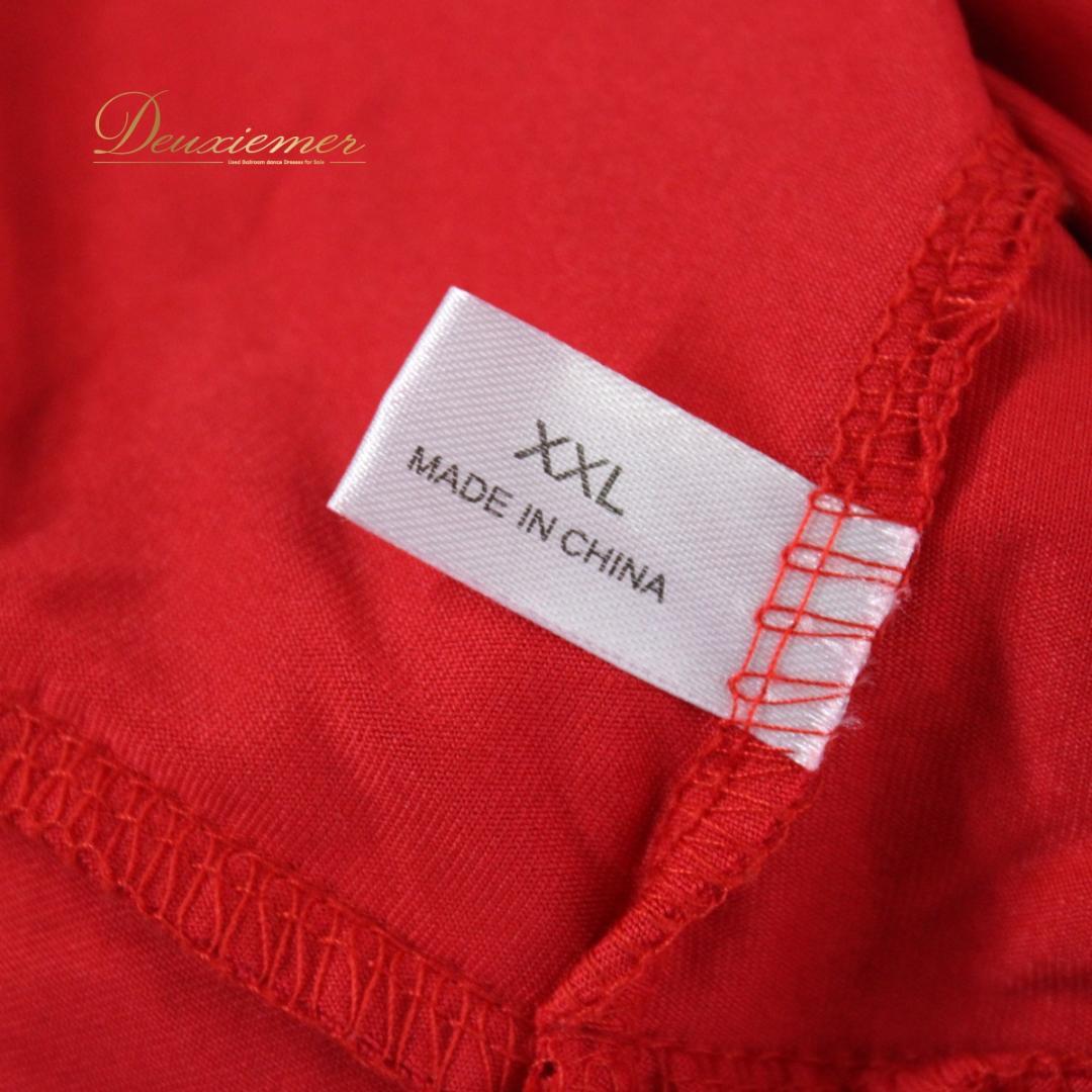 【美品 社交ダンス衣装】ワンピース ドレス ツーピース 赤 レッド XXL 派手