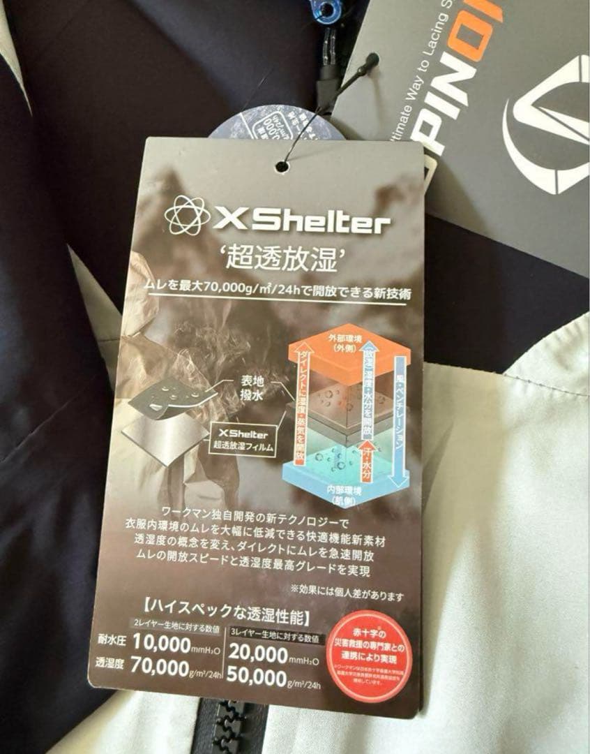 ワークマン　エックスシェルター超透放湿レインジャケット　ホワイトL