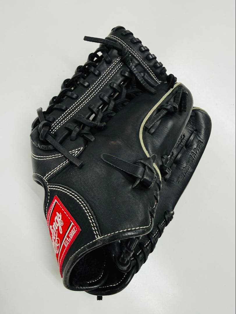 【美品】Rawlings 黒レザーグローブ　右投げ　外野用？