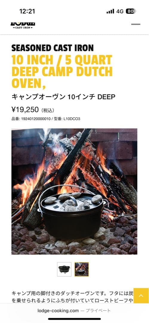 Lodge ダッチオーブン 10インチ　スキレット12インチ　セット販売
