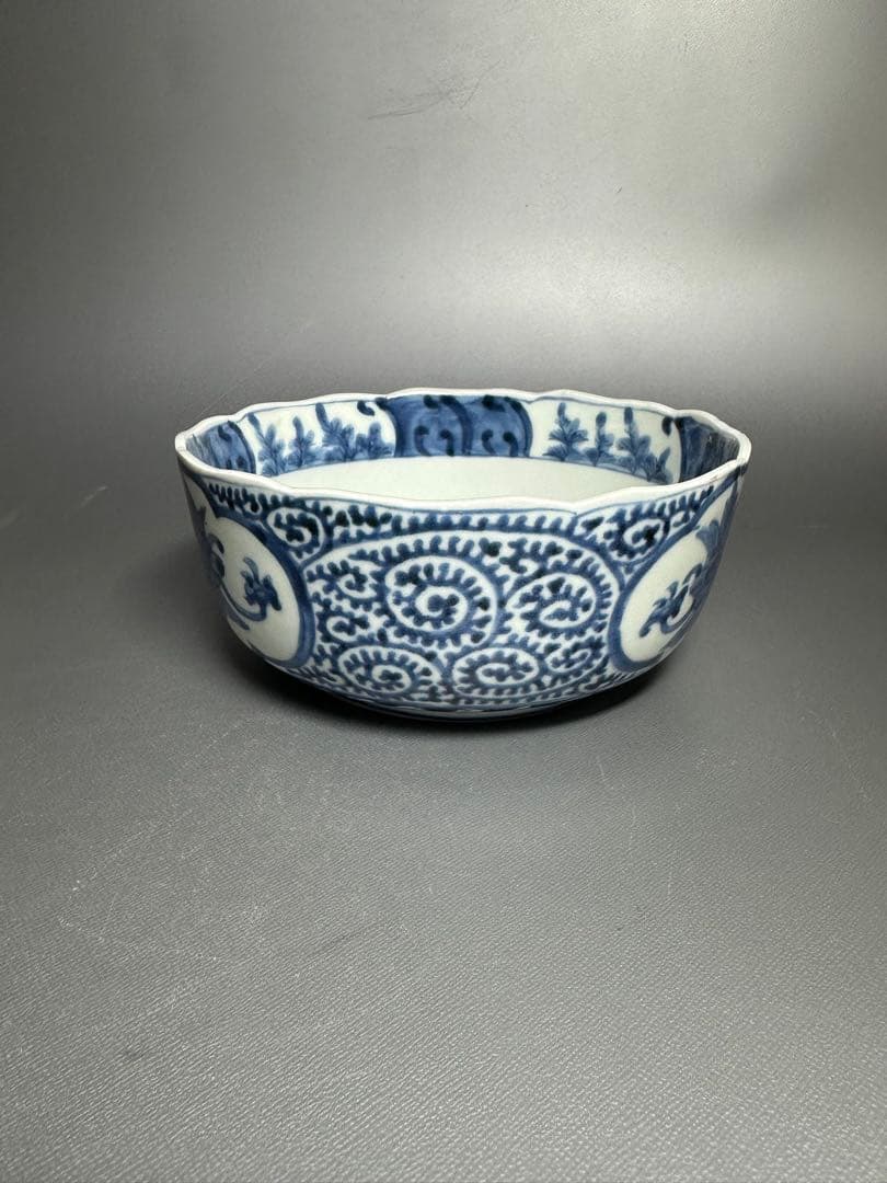 古伊万里　たこ唐草　鉢　白磁　染付　美品
