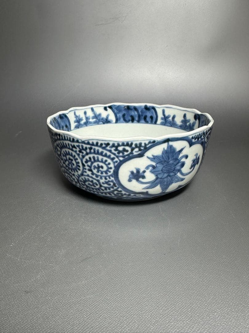 古伊万里　たこ唐草　鉢　白磁　染付　美品