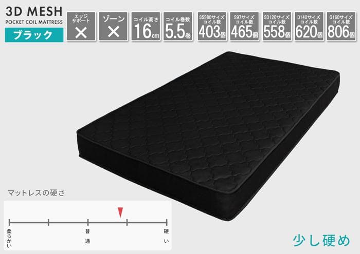 【ホワイト　セミダブル　ブラックマットレス付】便利な宮付きベッド　ローベッド