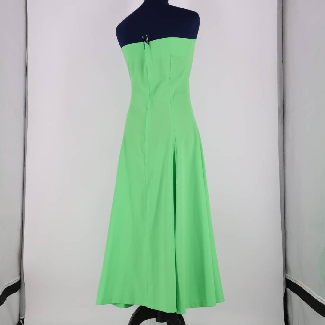 【美品 フラダンス衣装】ライトグリーン ワンピース ドレス 黄緑 無地 シンプル
