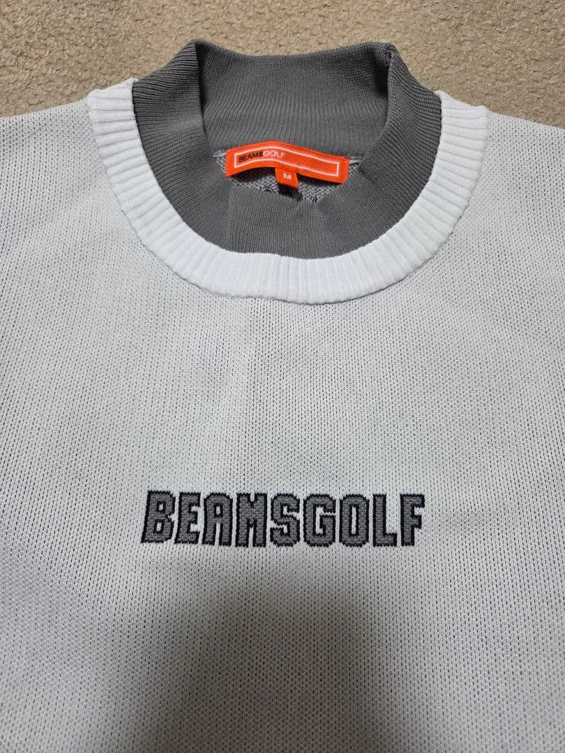 BEAMS GOLF ネイビー フェイクレイヤード モックネック ニット