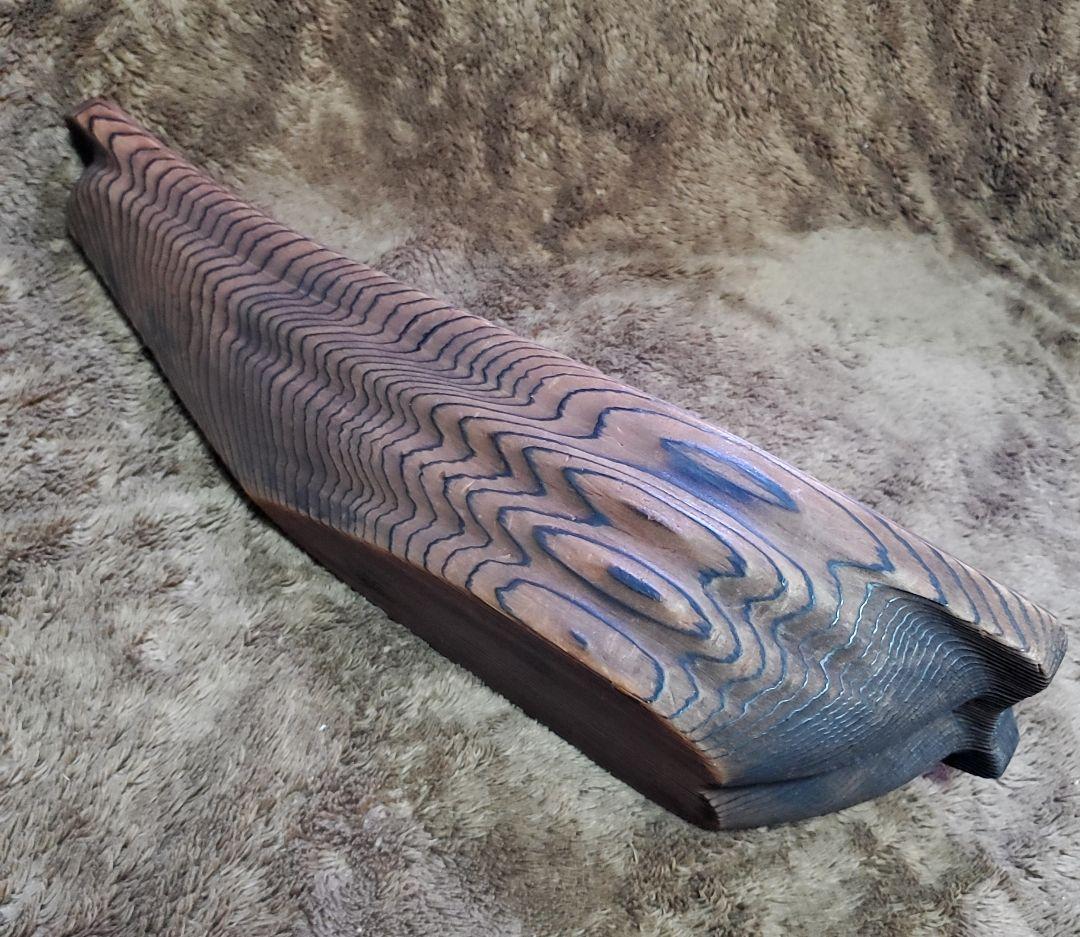 池坊 花器 泊舟 焼杉 銅おとし　全長48cm 大型