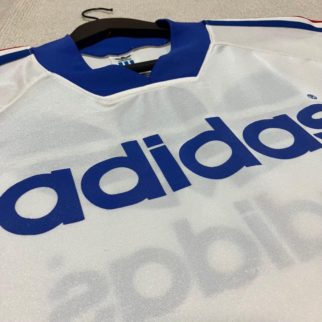 【L】old adidas長袖シャツ　トレフォイルロゴ　トリコロール　マリノス