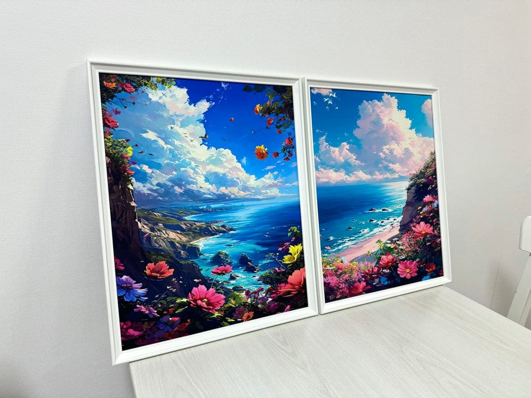 No.226フレーム付きキャンバスアート　風景画　アートポスター　海の絵画