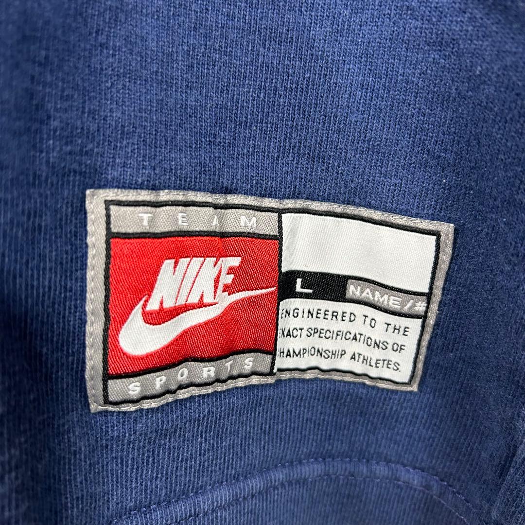 90s NIKE ナイキ スウォッシュロゴ刺繍 半袖ラガーシャツ Lサイズ