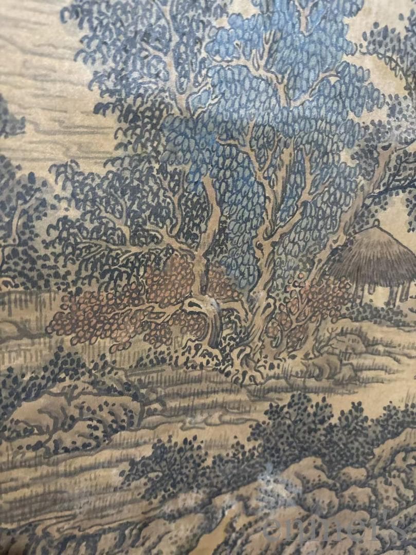 中国古美術『范寛款 山水画』絹布 在銘 三尺中堂画 掛軸 表装済 北宋様式 模写