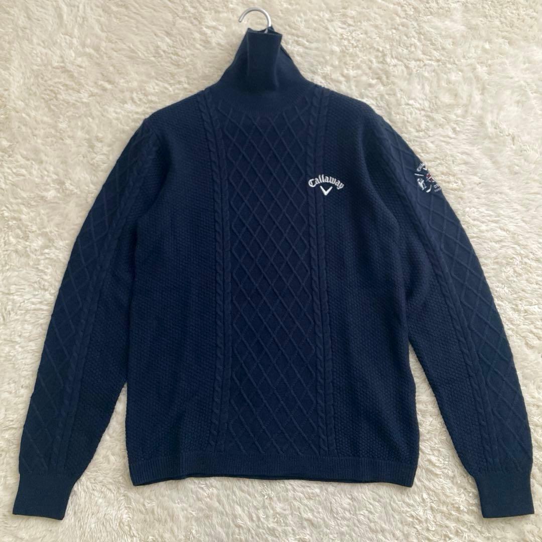 極美品！Callaway キャロウェイ　ケーブルニット　ハイネックセーター　L