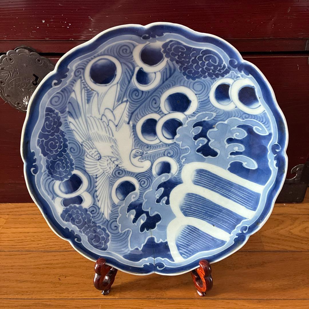 古伊万里　大皿　鶴