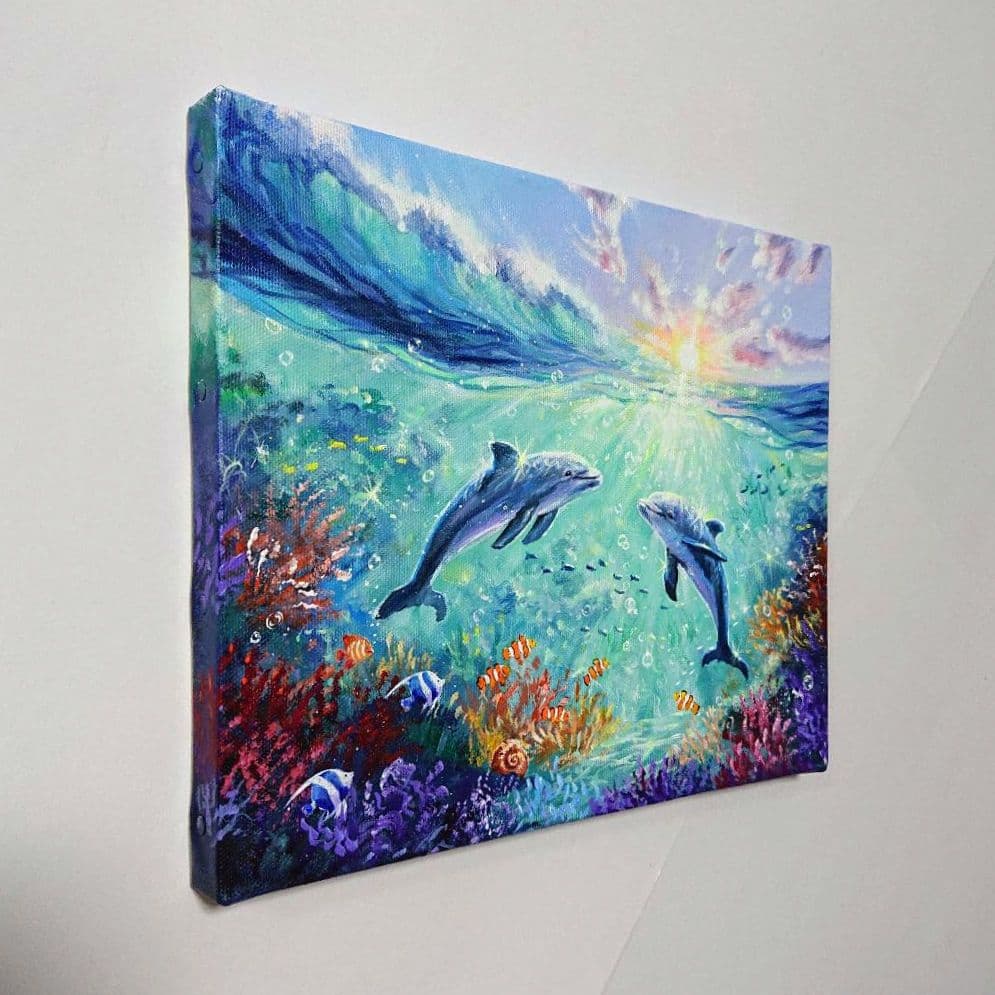 【海中散歩】アクリル画 F3 風景画 絵画