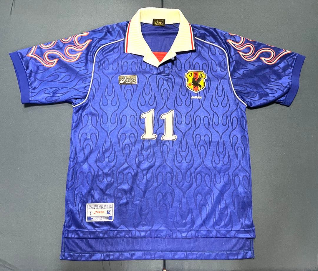 サッカー日本代表ユニホーム炎モデル asics製 98年フランスW杯 上下セット