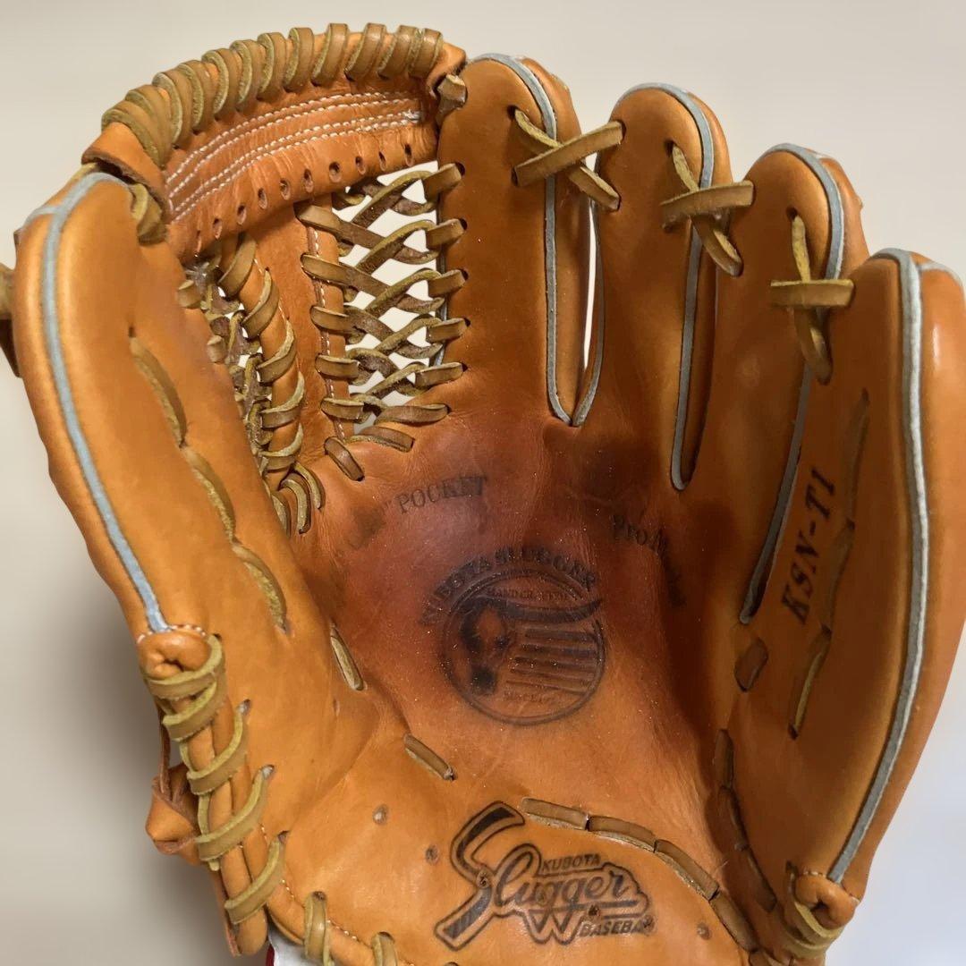 【美品】グローブ　スラッガー　久保田　野球　オレンジ　軟式　内野　小さめ