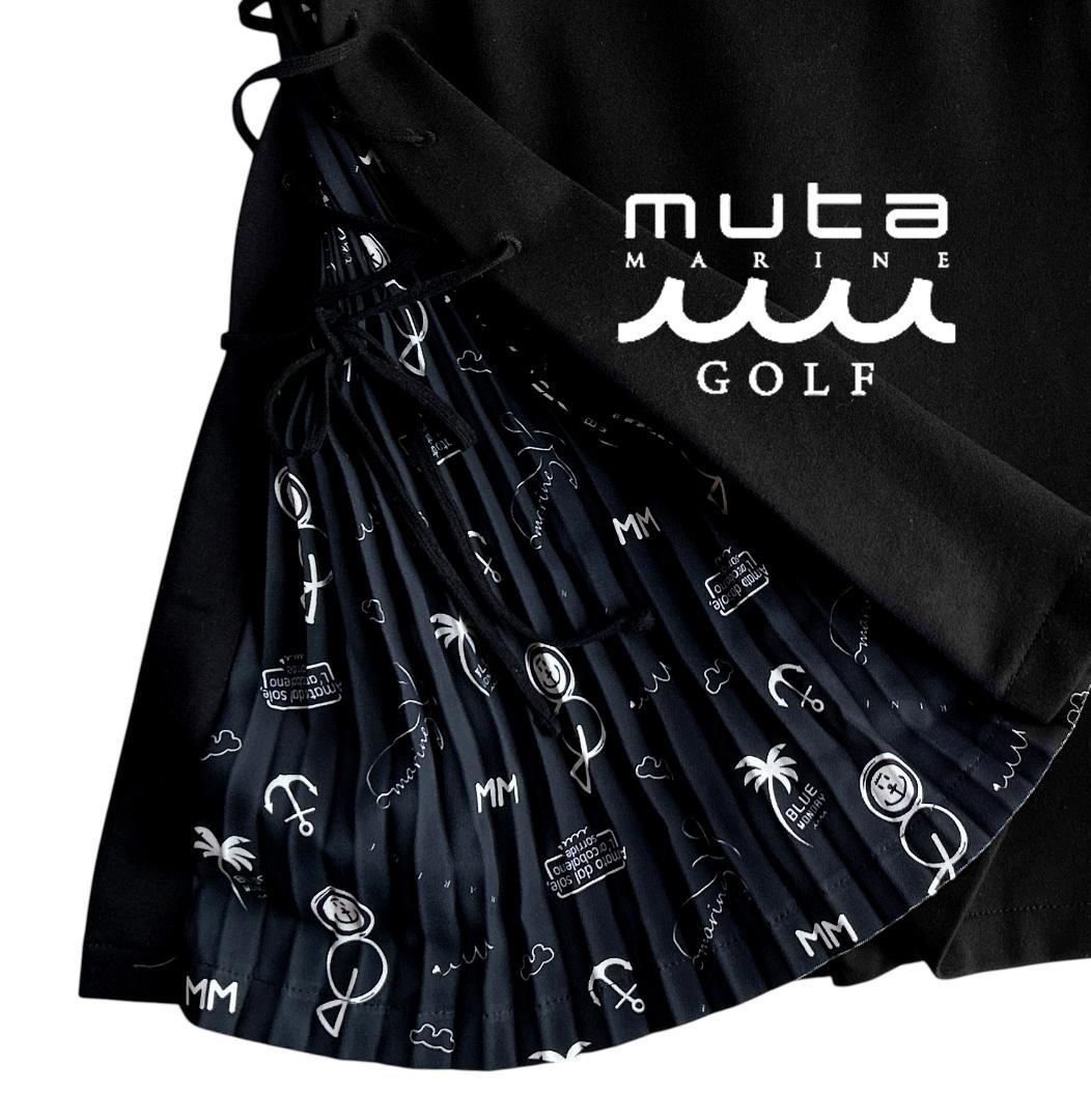 美品 mutaムータゴルフ 現行モデル定価3.3万 サイドロゴプリーツスカート黒
