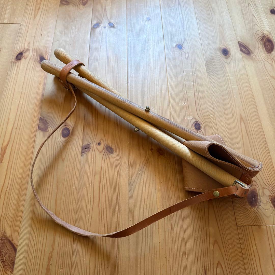 Wood&Faulk 本革 木製 折り畳み式 ポータブル 折りたたみ椅子 USA