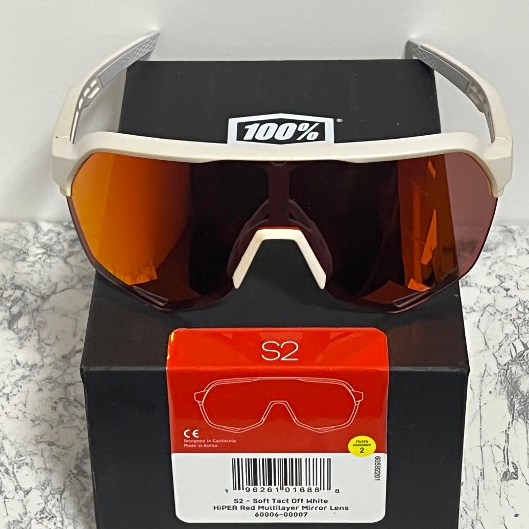 100% ワンハンドレッド サングラス S2 White HiPER Red