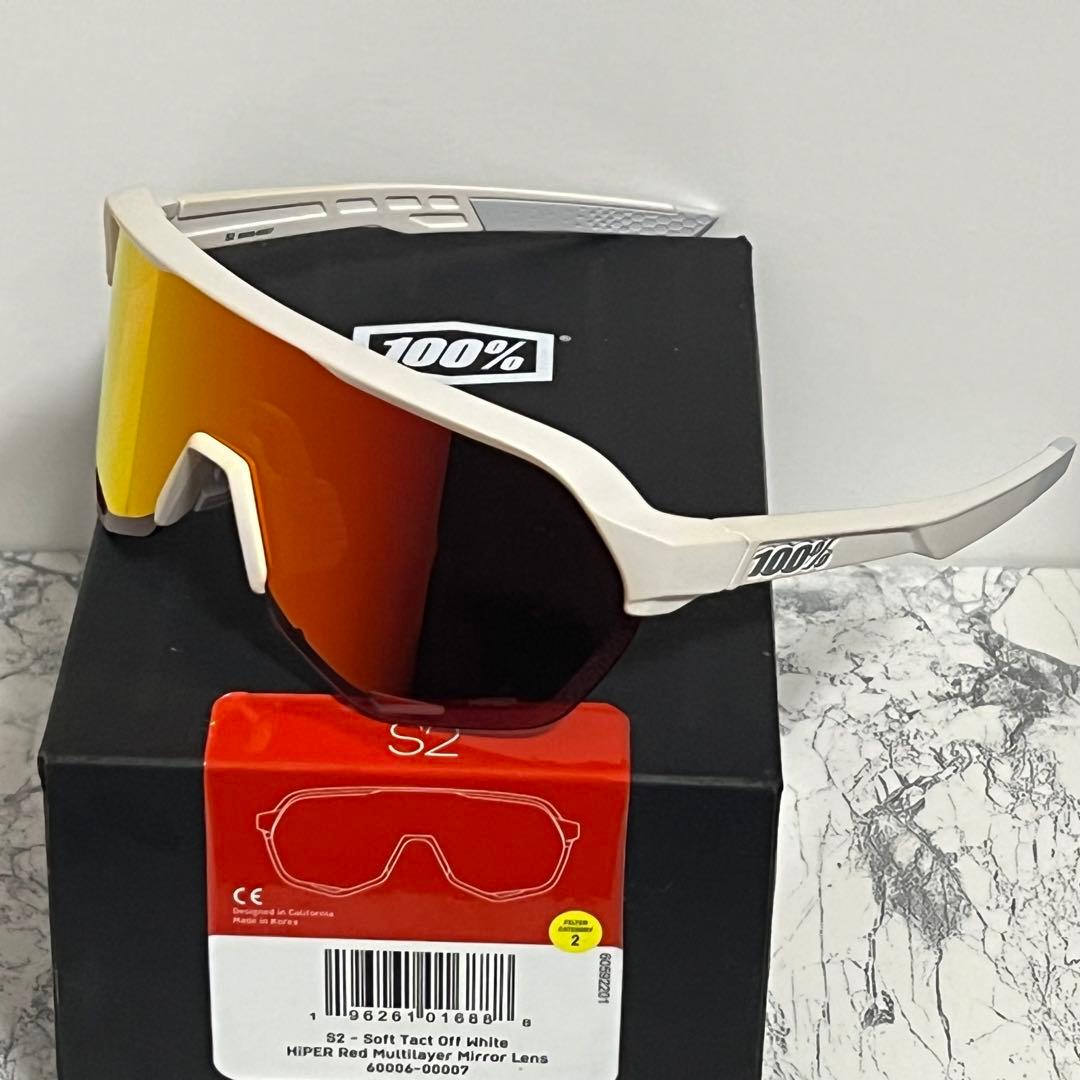 100% ワンハンドレッド サングラス S2 White HiPER Red