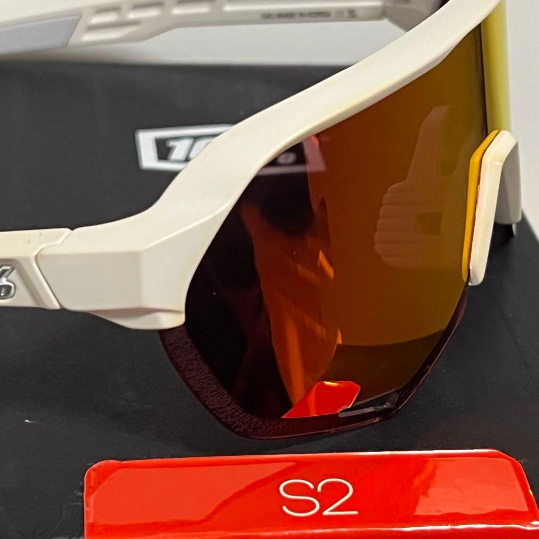 100% ワンハンドレッド サングラス S2 White HiPER Red