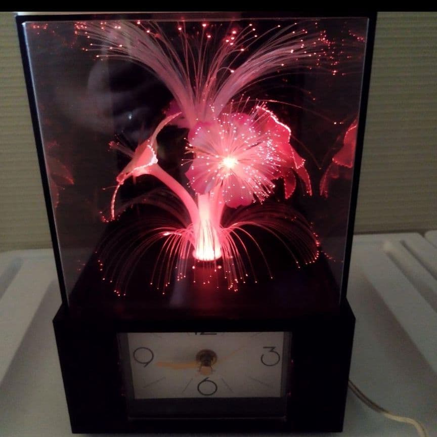 【昭和レトロ】 電気スタンド＆時計 光ファイバーで色変幻自在に変化