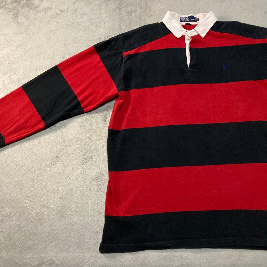 PolobyRalphLauren RugbyShirt 刺繍ロゴ 90s XL