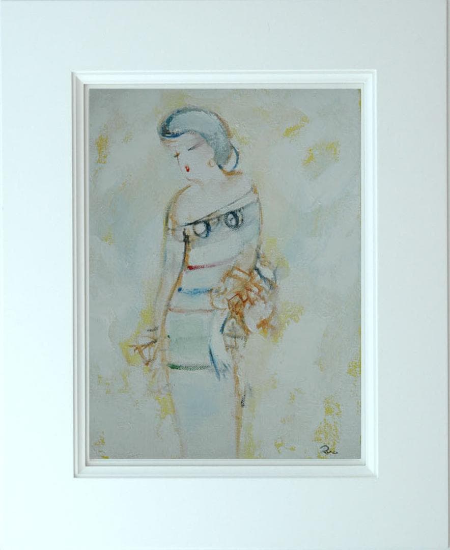 油絵 菅家令子 絵 絵画 インテリア 額付(銀) F3-020311 人物 女性