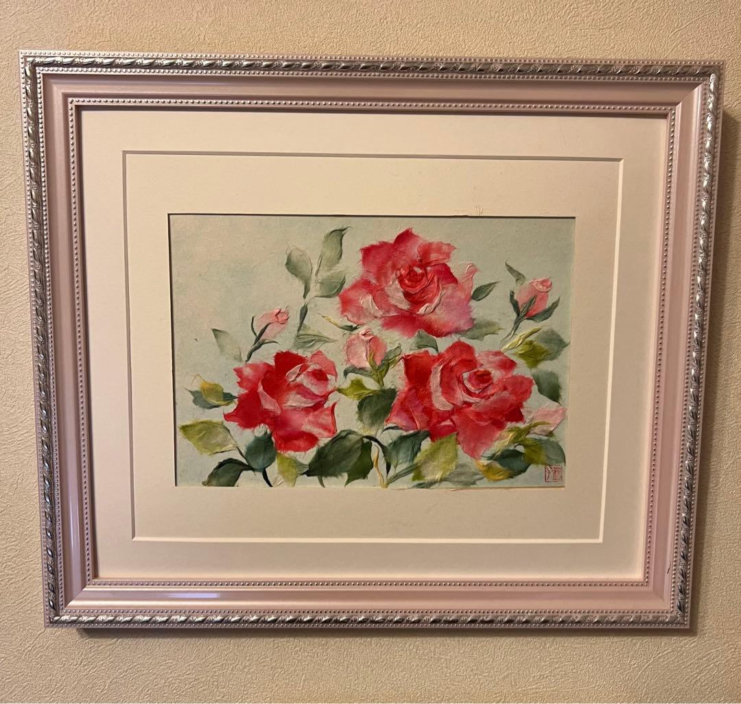 【大幅値下げ】和紙ちぎり絵『薔薇』
