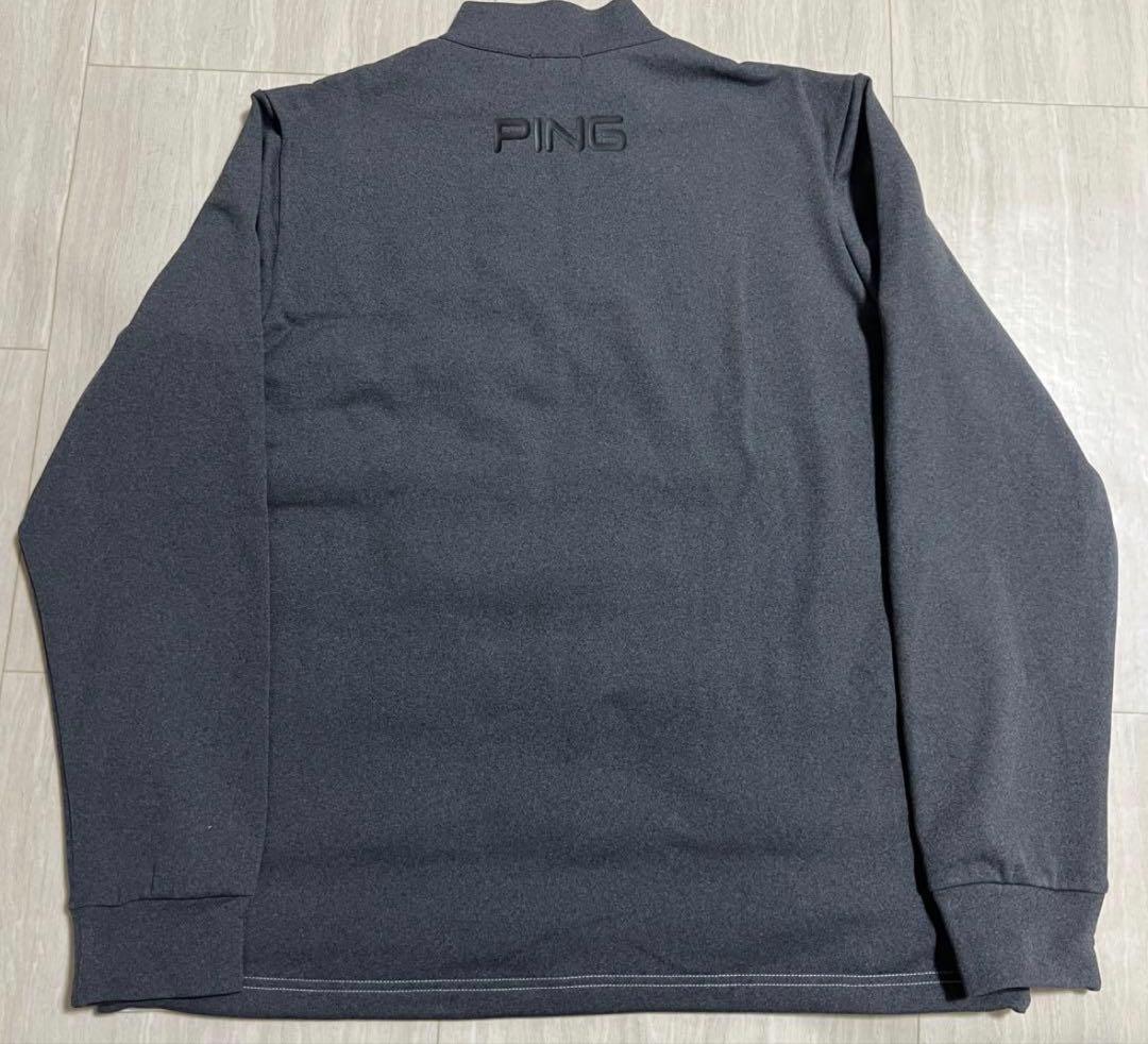【新品・タグ付き】PING ハーフジップゴルフウェア　ホワイト×グレー　Lサイズ