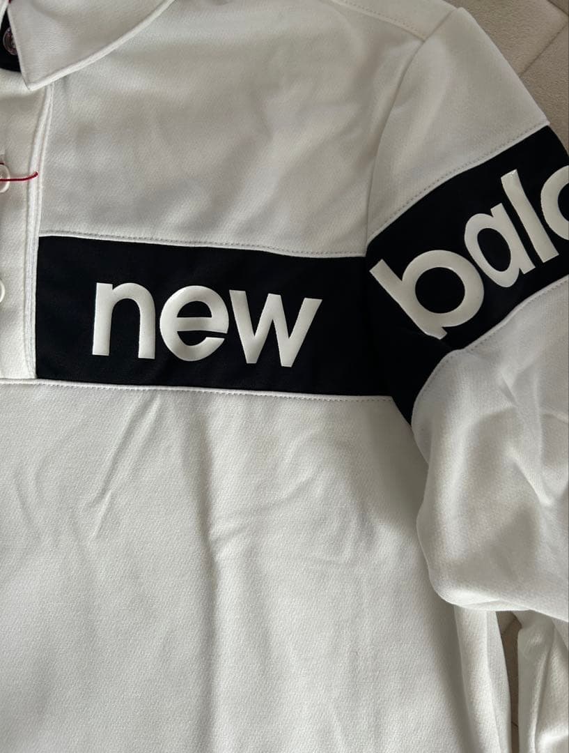 新品未使用⭐︎タグ付き⭐︎new balance 長袖ポロシャツ ホワイト　サイズ2