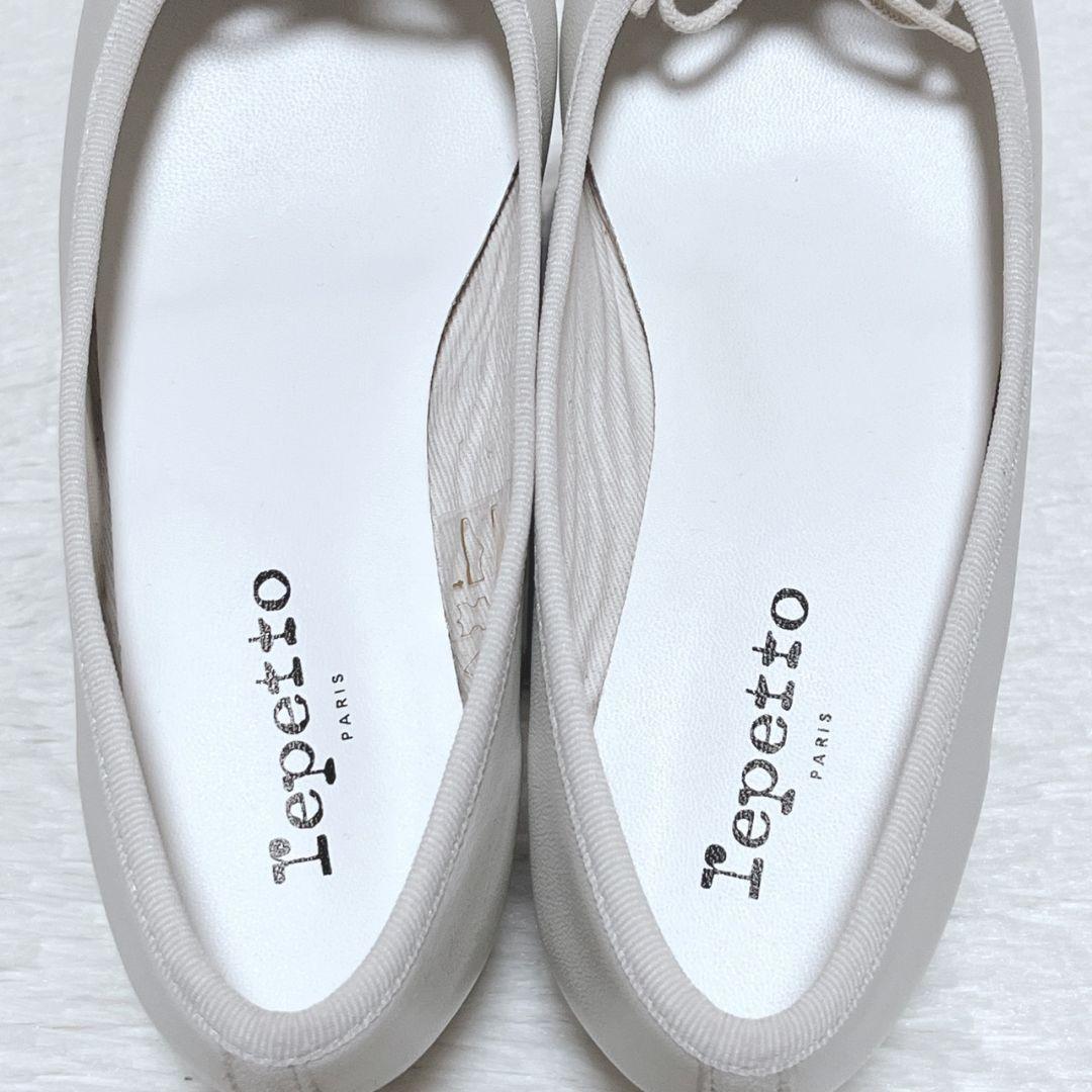 【極美品】repetto レペット ウェッジソール パンプス 白 36 リボン