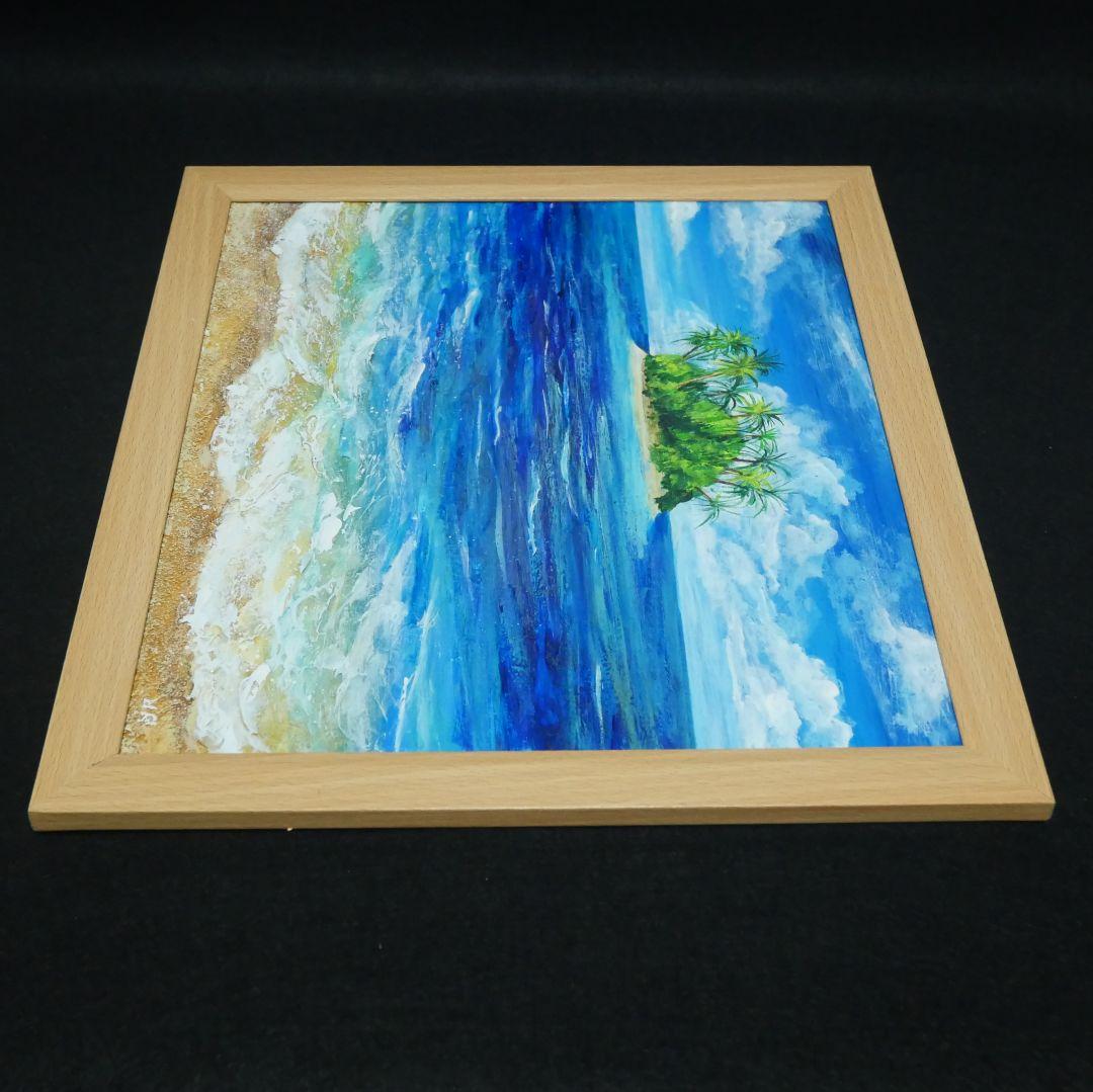 油絵 油彩 油彩画 絵 絵画【海の先に見える小島】
