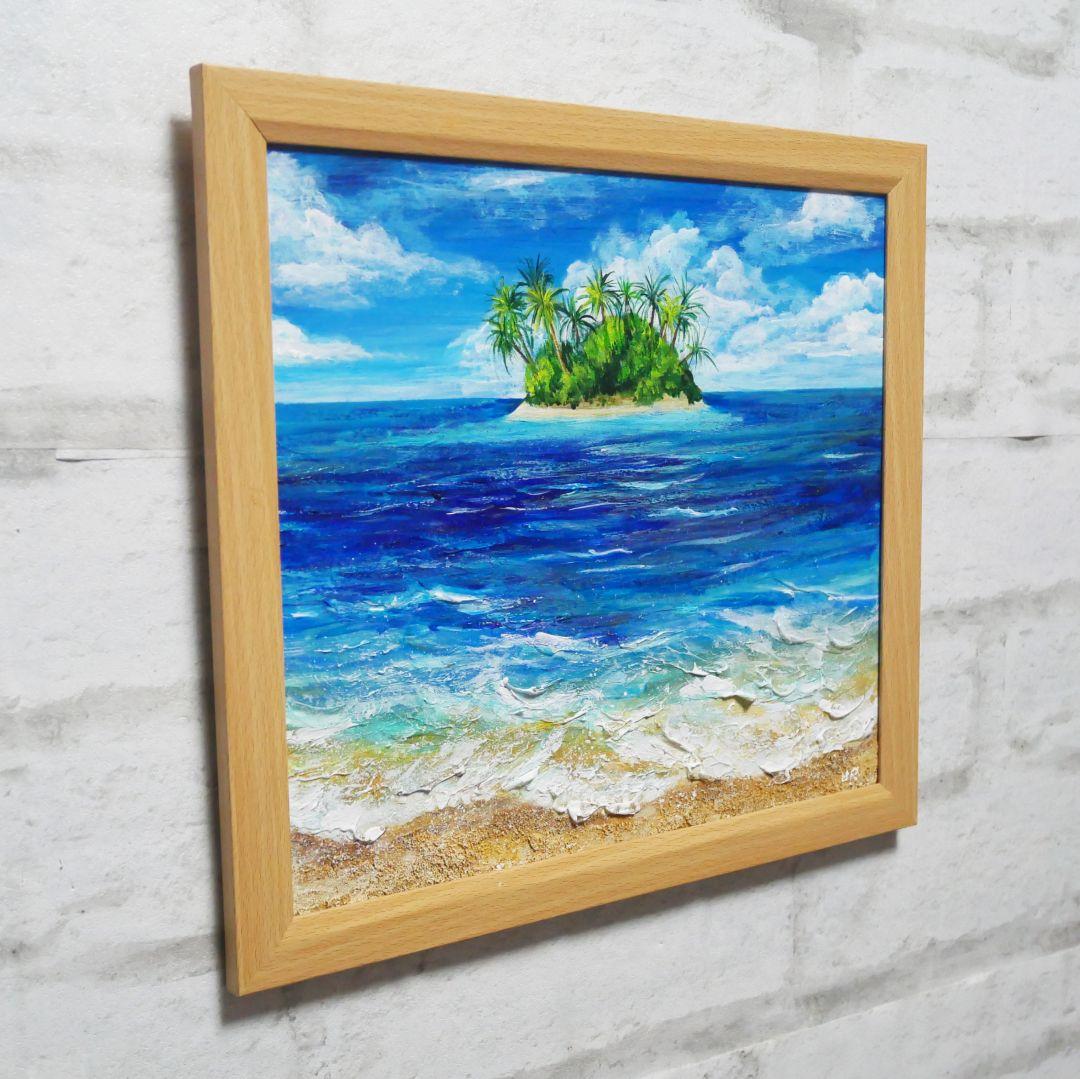 油絵 油彩 油彩画 絵 絵画【海の先に見える小島】