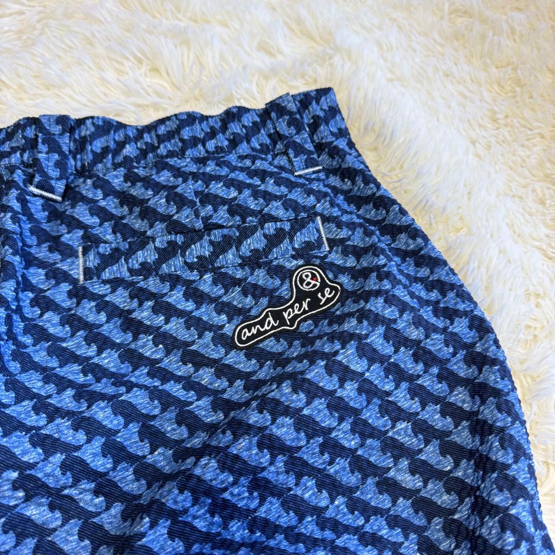 【アンパスィ】美品 ハーフパンツ シアサッカー ブルー LLサイズ メンズ
